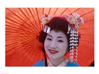 Geisha Orange Umbrella Fine Art Print