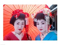 Geishas with Umbrellas Fine Art Print