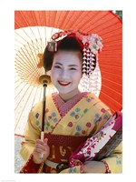 Young Geisha with Umbrella Fine Art Print