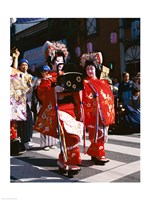 Group of geishas, Kyoto, Honshu, Japan Fine Art Print