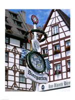 Beer Garden Sign, Franconia, Bavaria, Germany Fine Art Print