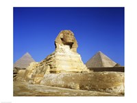 Great Sphinx and pyramids, Giza, Egypt Framed Print
