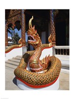 Snake Statue, Naga Temple, Chiang Mai Province, Thailand Fine Art Print