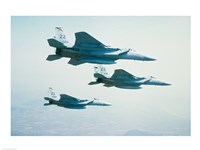 Three F-15 Eagle fighter planes flying in formation Fine Art Print