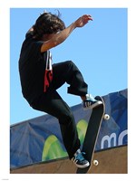 Skateboarder On Blue Fine Art Print