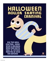 Halloween Roller Skating Carnival, WPA Poster,1936 Fine Art Print