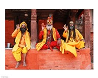 Three Saddhus at Kathmandu Durbar Square Fine Art Print