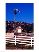 USA, California, windmill on farm Fine Art Print