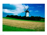 Traditional windmill in a field, Skerries Mills Museum, Skerries Fine Art Print