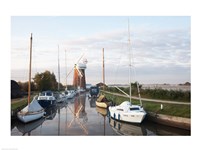 Drainage windmill at the riverside, Horsey Windpump, Horsey, Norfolk, East Anglia, England Fine Art Print