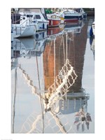 Reflection of drainage windmill in the river, Horsey Windpump, Horsey, Norfolk, East Anglia, England Fine Art Print