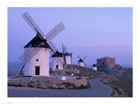 Windmills, La Mancha, Consuegra, Castilla-La Mancha, Spain In Blue Light Fine Art Print