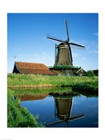 Windmill, Zaanse Schans, Netherlands Reflection Fine Art Print