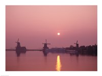 Windmills at Sunrise, Zaanse Schans, Netherlands Fine Art Print