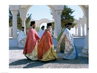 Greek Orthodox, Priests, Santorini, Thira (Fira), Cyclades Islands, Greece Fine Art Print