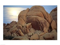 Boulders at sunrise, Joshua Tree National Monument, California, USA Fine Art Print