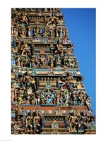 Carvings on a temple, Sri Meenakshi Hindu Temple, Chennai, Tamil Nadu, India Fine Art Print