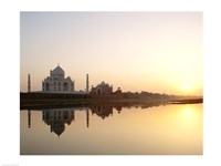 Silhouette of the Taj Mahal at sunset, Agra, Uttar Pradesh, India Fine Art Print