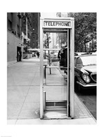 Car parked at the side of a road near a telephone booth Fine Art Print