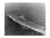 High angle view of an aircraft carrier in the sea, USS Princeton (CV-37), Gulf of Paria Fine Art Print