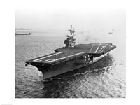 High angle view of an aircraft carrier in the sea, USS Forrestal (CVA-59) Fine Art Print