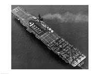 High angle view of an aircraft carrier in the sea, USS Boxer (CV-21), 1951 Fine Art Print