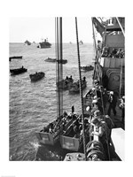 High angle view of army soldiers in a military ship, Normandy, France, D-Day, June 6, 1944 Fine Art Print