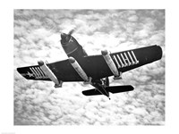 Low angle view of a fighter plane carrying missiles in flight, Martin AM-1 Mauler, US Navy Fine Art Print