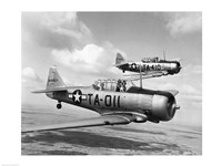 Side profile of two fighter planes in flight, AT-6 Texan Fine Art Print