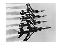 Four fighter planes flying in a formation, Blue Angels, US Navy Precision Flight Team Framed Print
