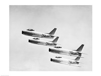 Four military planes flying in a formation Fine Art Print