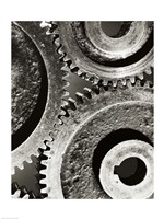 Close-up of interlocked gears - various sizes