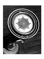 Close up of compass on deck of boat, Compass-Gyro Repeater Fine Art Print