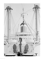Anchor on deck, passenger ship in the background Fine Art Print