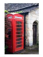 Telephone booth outside a house, Castle Combe, Cotswold, Wiltshire, England Fine Art Print