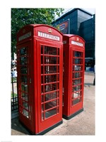 Two telephone booths, London, England Fine Art Print