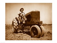 Farmer Plowing a Field with a Tractor Fine Art Print