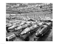 Incomplete Bomber Planes on the Final Assembly Line in an Airplane Factory, Wichita, Kansas, USA Fine Art Print