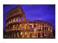 Low angle view of a coliseum lit up at night, Colosseum, Rome, Italy Framed Print