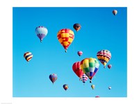 Group of Hot Air Balloons Floating Together in Albuquerque, New Mexico Fine Art Print