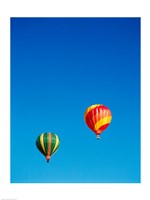 Green and Red Hot Air Balloons Taking Off Fine Art Print