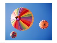 Three Rainbow Colored Hot Air Balloons from Below Fine Art Print