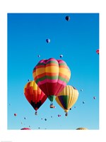 3 Hot Air Balloons Together with Other Hot Air Balloons in the Background Fine Art Print