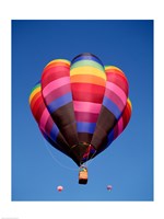 Rainbow Hot Air Balloon Flying Away Fine Art Print