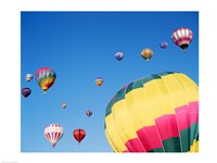 View of Hot Air Balloons Flying into the Sky in New Mexico Fine Art Print