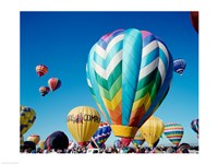 Low angle view of hot air balloons taking off, Albuquerque International Balloon Fiesta, Albuquerque, New Mexico, USA Fine Art Print