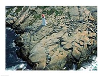 Aerial view of a lighthouse at the coast, Peggy's Cove, Nova Scotia, Canada Fine Art Print