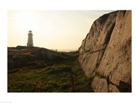 Lighthouse on the beach at dusk, Peggy's Cove Lighthouse, Peggy's Cove, Nova Scotia, Canada Fine Art Print