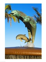 Dolphin Fountain on Stearns Wharf, Santa Barbara Harbor, California, USA Sculpture Fine Art Print