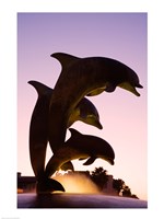 Dolphin Fountain on Stearns Wharf, Santa Barbara Harbor, California, USA Vertical Fine Art Print